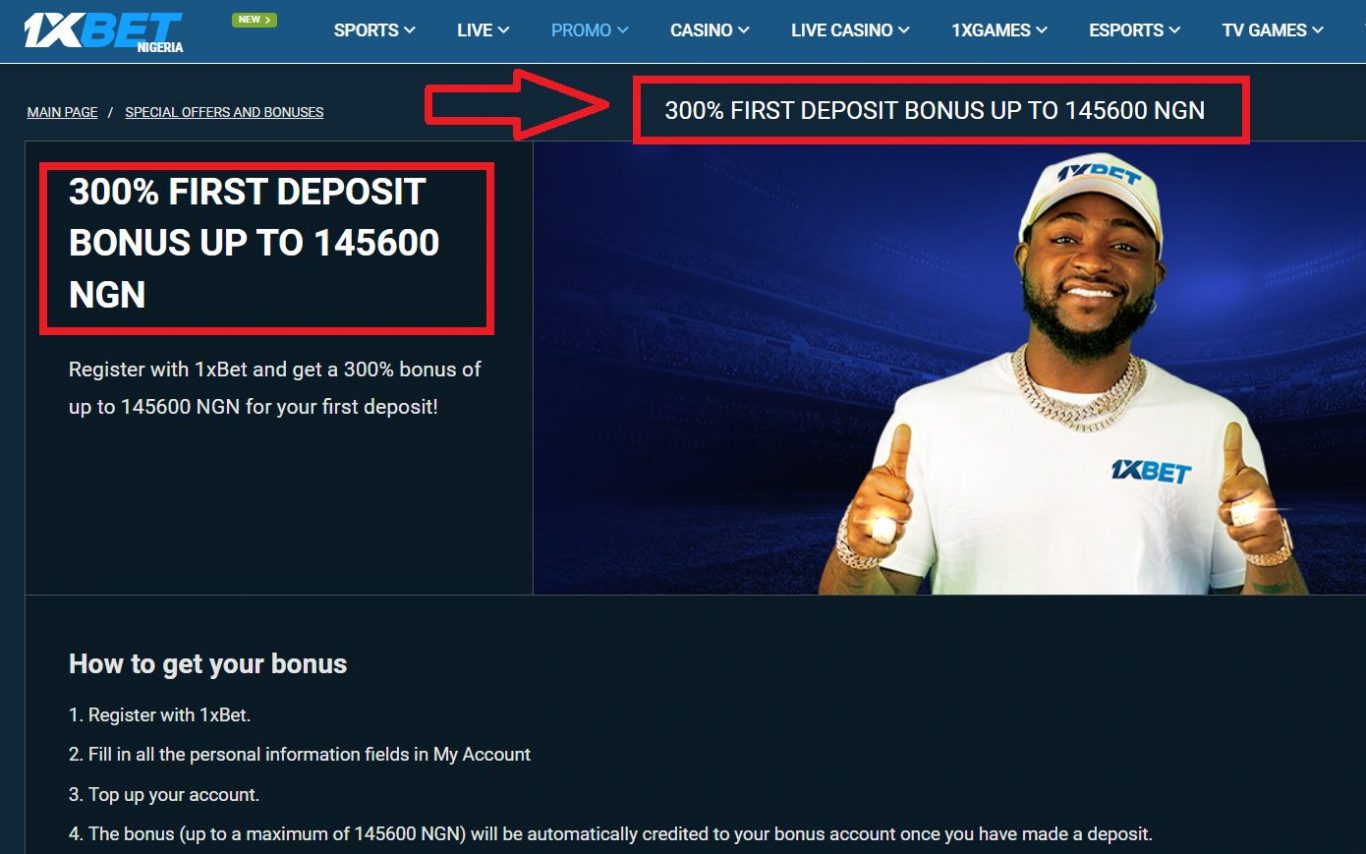 1xBet sign-up bonus for new players Nigeria 