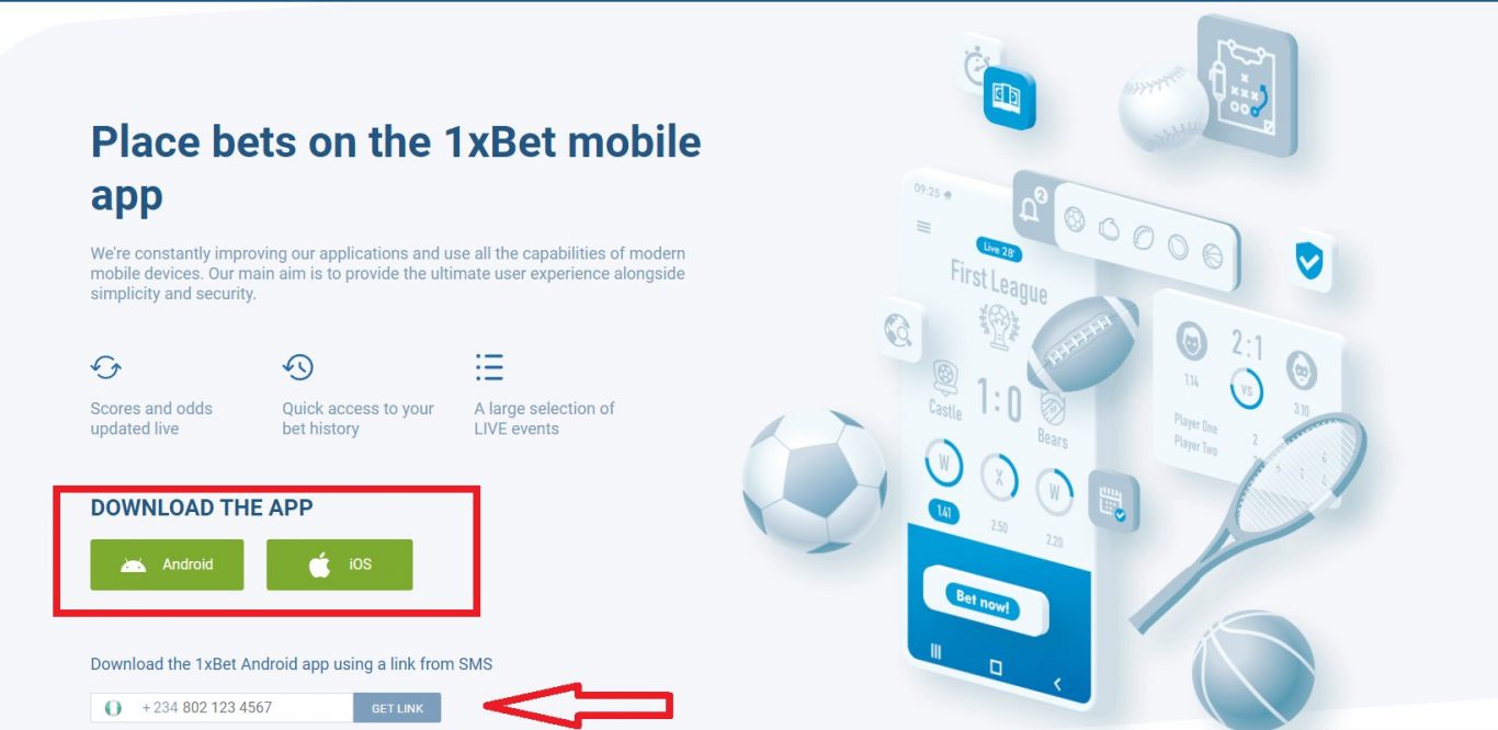 1xBet mobile version